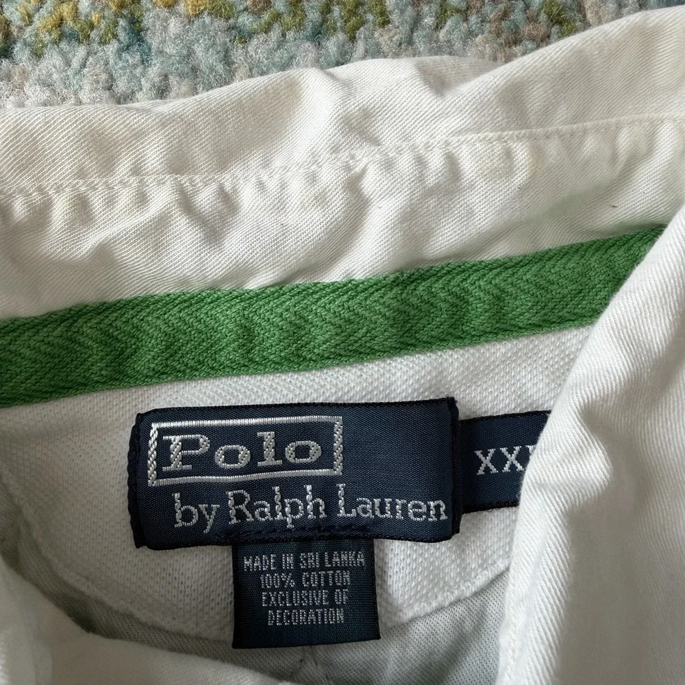 Vintage Polo Ralph Lauren Quilted Shoulder Striped Rugby Polo Shirt XXL